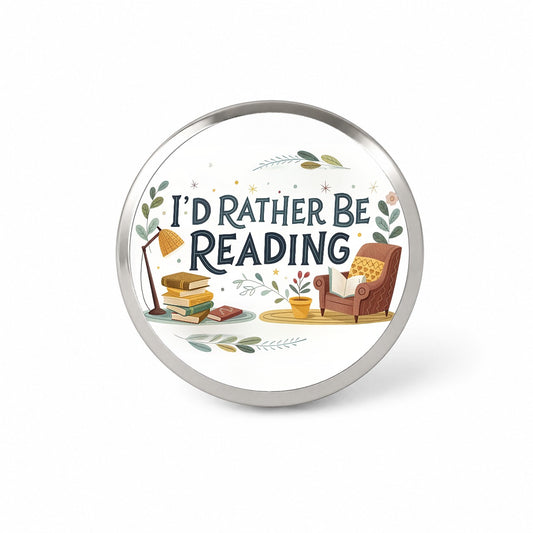I'd Rather Be Reading Novelty Hat Backpack Lapel Pin