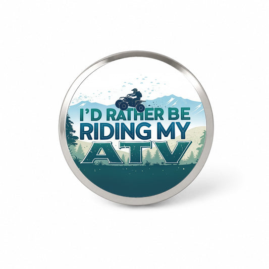 I'd Rather Be Riding My ATV Novelty Hat Backpack Lapel Pin