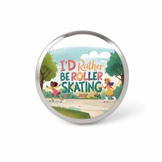 I'd Rather Be Roller Skating Cartoon Novelty Hat Backpack Lapel Pin