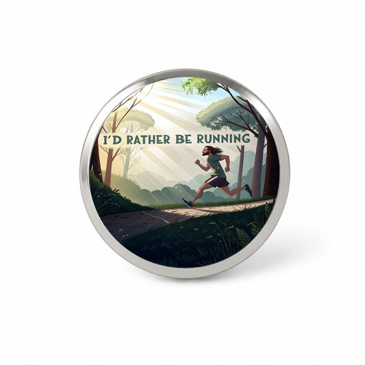 I'd Rather Be Running Man Jogging Novelty Hat Backpack Lapel Pin