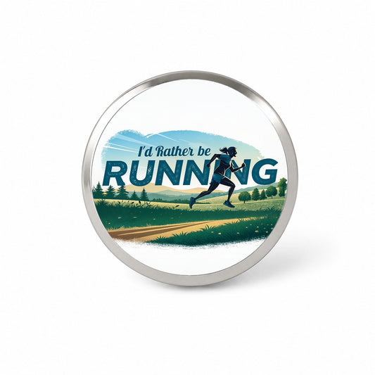 I'd Rather Be Running Woman Jogging Cross Country Novelty Hat Backpack Lapel Pin