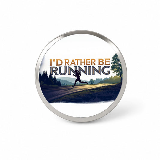 I'd Rather Be Running Woman Jogging Novelty Hat Backpack Lapel Pin