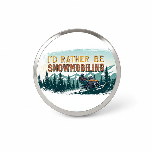 I'd Rather Be Snowmobiling Snowmobile Novelty Hat Backpack Lapel Pin