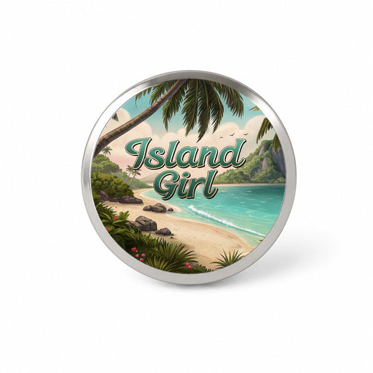 Island Girl Tropical Beach Palm Trees Novelty Hat Backpack Lapel Pin