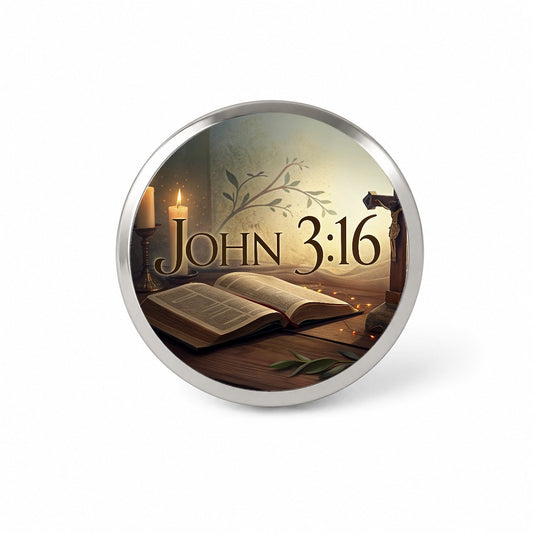 John 3-16 Bible Religious Verse Novelty Hat Backpack Lapel Pin