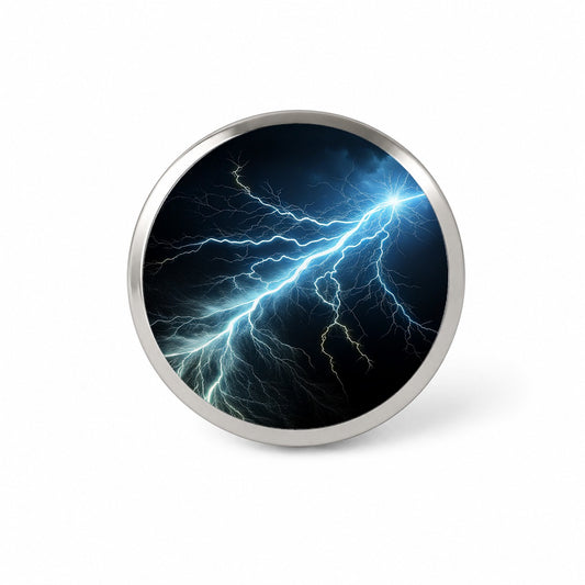 Lightning Bolt Strike at Night Novelty Hat Backpack Lapel Pin