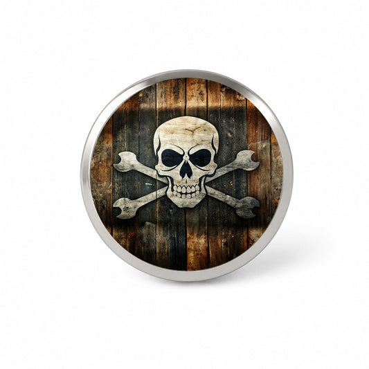 Pirate Skull And Crossbones Jolly Roger Rustic Planks Novelty Hat Backpack Lapel Pin