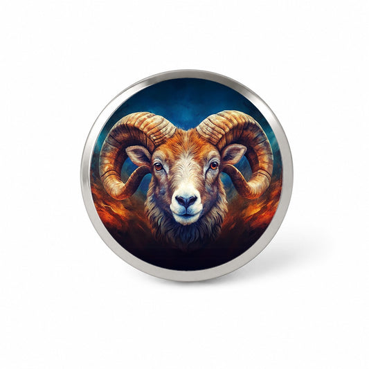 Ram Head Colorful Background Novelty Hat Backpack Lapel Pin