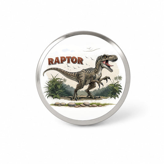 Raptor Dinosaur Cartoon Novelty Hat Backpack Lapel Pin