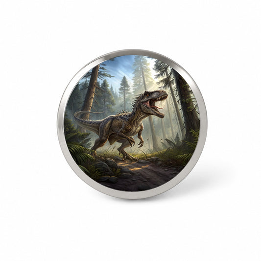 Raptor Dinosaur In Forest Novelty Hat Backpack Lapel Pin