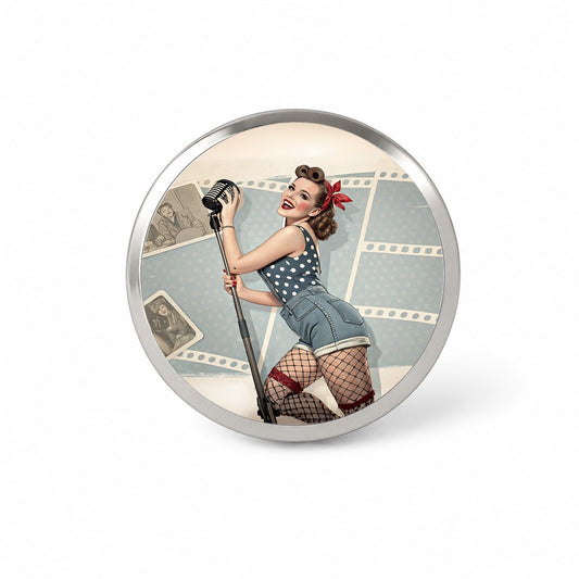 Rockabilly Retro 50's Pin-Up Girl Novelty Hat Backpack Lapel Pin