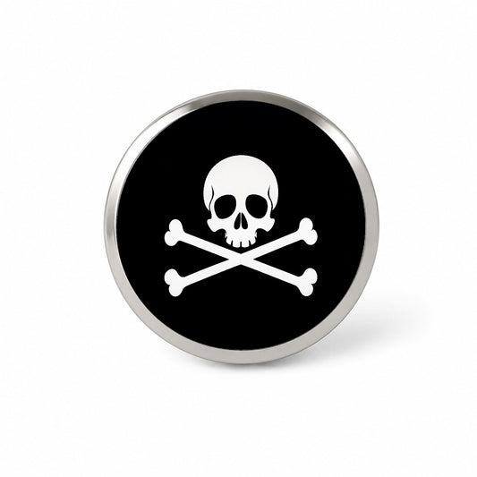 Skull And Crossbones Jolly Roger Pirate Flag Black And White Novelty Hat Backpack Lapel Pin