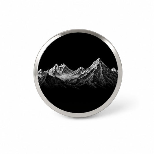 White Mountains On Black Outdoors Hiking Camping Novelty Hat Backpack Lapel Pin