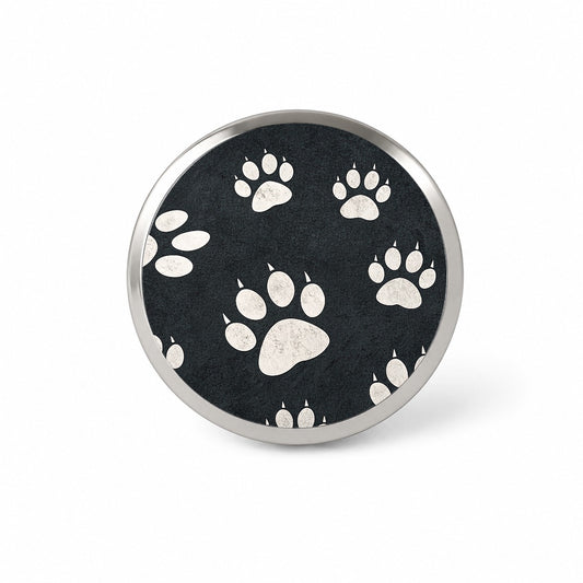 White Paw Prints On Black Pattern Novelty Hat Backpack Lapel Pin