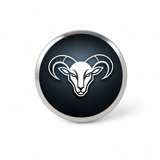 White Ram Head Illustration Outline Novelty Hat Backpack Lapel Pin