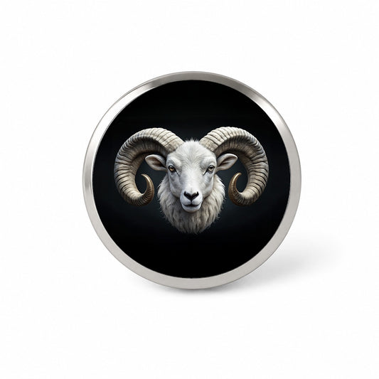 White Ram Head Novelty Hat Backpack Lapel Pin