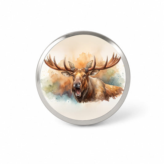 Angry Moose Watercolor Novelty Hat Backpack Lapel Pin