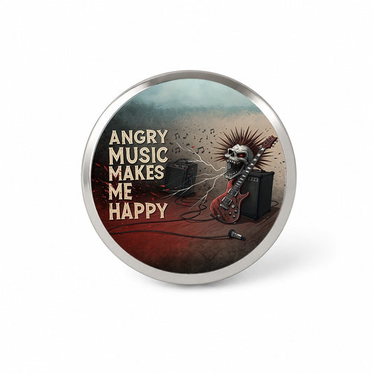 Angry Music Makes Me Happy Heavy Metal Rock and Roll Novelty Hat Backpack Lapel Pin