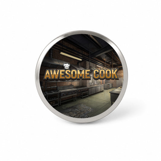 Awesome Cook Inspirational Industrial Kitchen Novelty Hat Backpack Lapel Pin