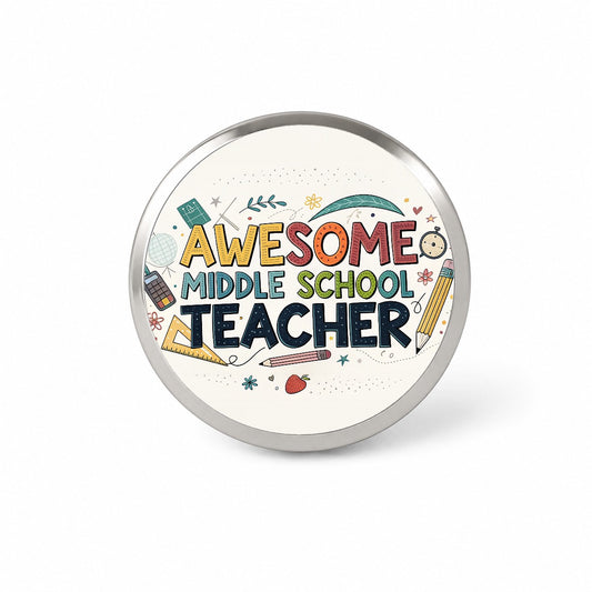 Awesome Middle School Teacher Inspirational Novelty Hat Backpack Lapel Pin