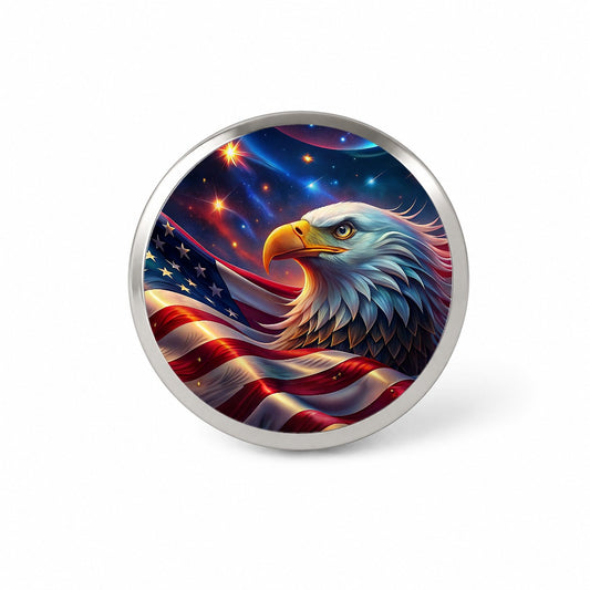 Awesome Patriotic American Flag and Bald Eagle Novelty Hat Backpack Lapel Pin