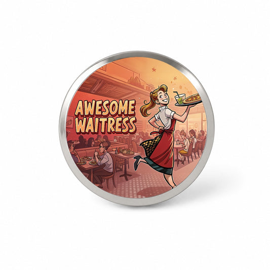 Awesome Waitress Inspirational Food Server Novelty Hat Backpack Lapel Pin