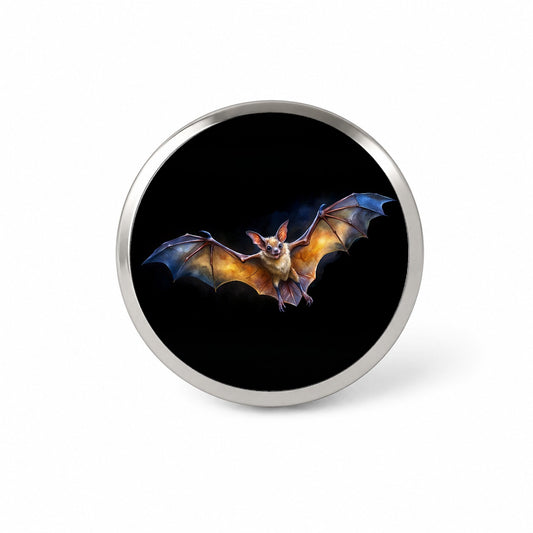 Bat Flying Watercolor Black Background Novelty Hat Backpack Lapel Pin