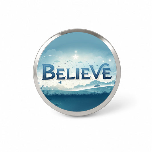 Believe Inspirational Religious Novelty Hat Backpack Lapel Pin