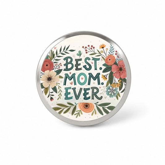Best Mom Ever Mother's Day Flowers Theme Novelty Hat Backpack Lapel Pin