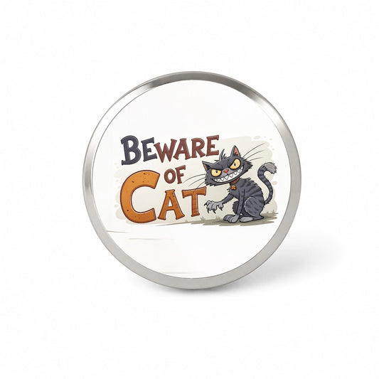 Beware Of Cat Funny Novelty Hat Backpack Lapel Pin