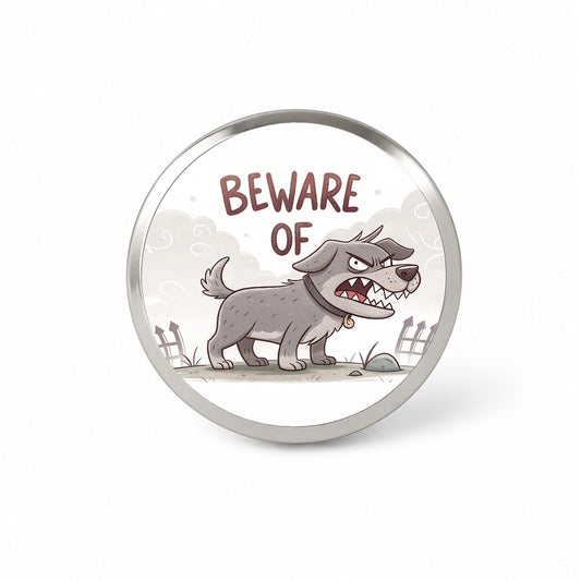 Beware Of Dog Funny Cartoon Novelty Hat Backpack Lapel Pin