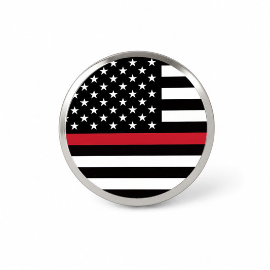 Black and White Thin Red Line Firefighter American Flag Novelty Hat Backpack Lapel Pin
