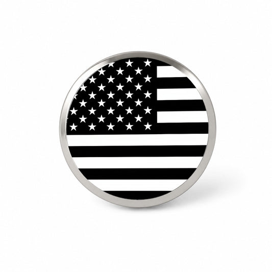 Black and White United States US American Flag Novelty Hat Backpack Lapel Pin
