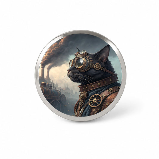 Black Cat Steampunk Novelty Hat Backpack Lapel Pin