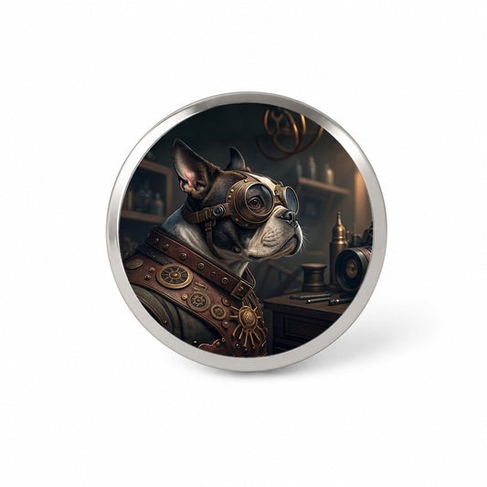 Boston Terrier Dog Steampunk Novelty Hat Backpack Lapel Pin