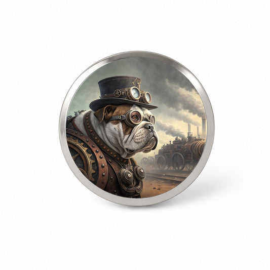 Bulldog Dog Steampunk Novelty Hat Backpack Lapel Pin