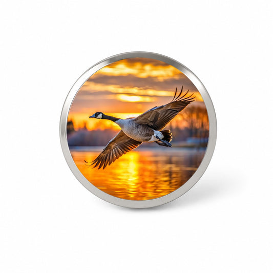 Canada Canadian Goose In Flight At Sunset Novelty Hat Backpack Lapel Pin