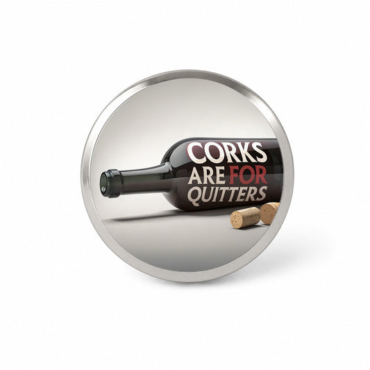 Corks Are For Quitters Funny Wine Bottle Novelty Hat Backpack Lapel Pin