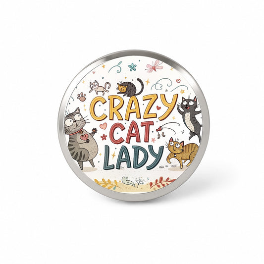Crazy Cat Lady Funny Humorous Novelty Hat Backpack Lapel Pin