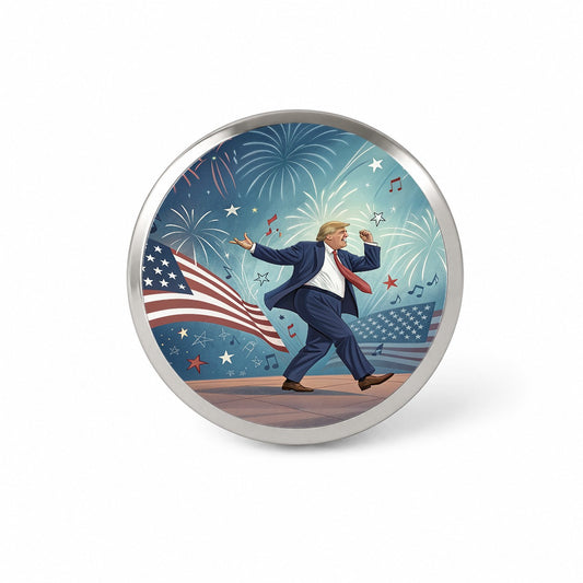 Dancing Patriotic Donald Trump Funny Novelty Hat Backpack Lapel Pin