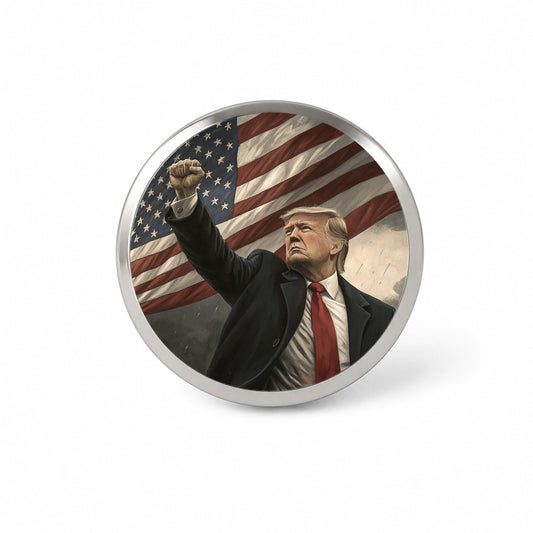 Donald Trump With Fist In The Air Patriotic Fight Novelty Hat Backpack Lapel Pin