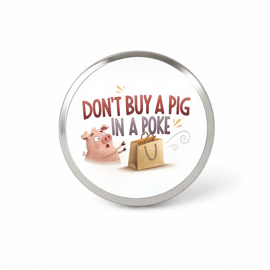 Don't Buy A Pig In A Poke Funny Saying Novelty Hat Backpack Lapel Pin