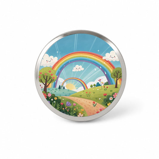 Double Rainbow Cartoon Illustration Novelty Hat Backpack Lapel Pin