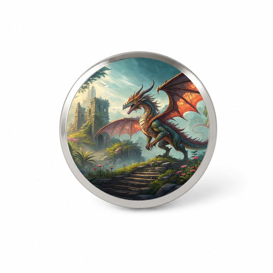 Fantasy Dragon Retro Pulp Magazine Illustration Novelty Hat Backpack Lapel Pin