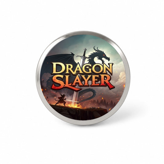 Fantasy Knight Dragon Slayer Illustration Novelty Hat Backpack Lapel Pin