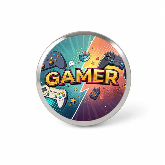 Gamer Retro Gaming Controllers Illustration Novelty Hat Backpack Lapel Pin