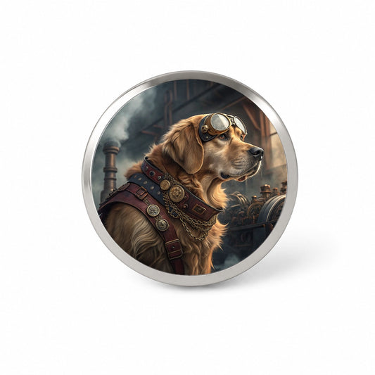 Golden Retriever Dog Steampunk Novelty Hat Backpack Lapel Pin