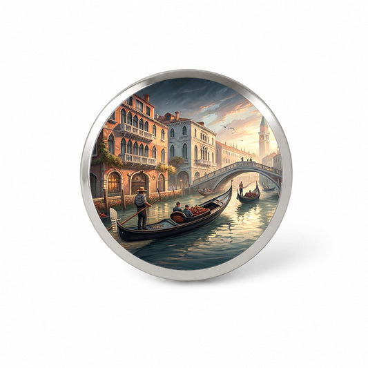 Gondolas on Canal Venice Italy Novelty Hat Backpack Lapel Pin