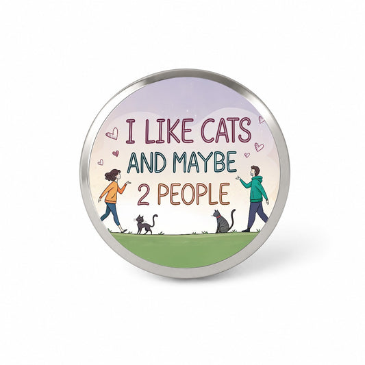 I Like Cats And Maybe 2 People Funny Novelty Hat Backpack Lapel Pin