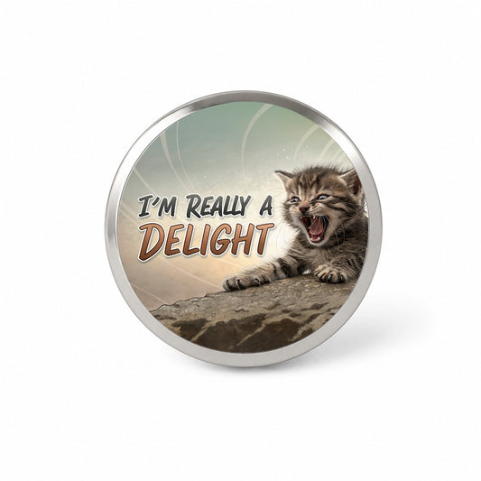 I'm Really a Delight Funny Angry Kitten Novelty Hat Backpack Lapel Pin